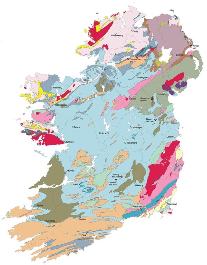 mappa di mappa geologica dell'irlanda