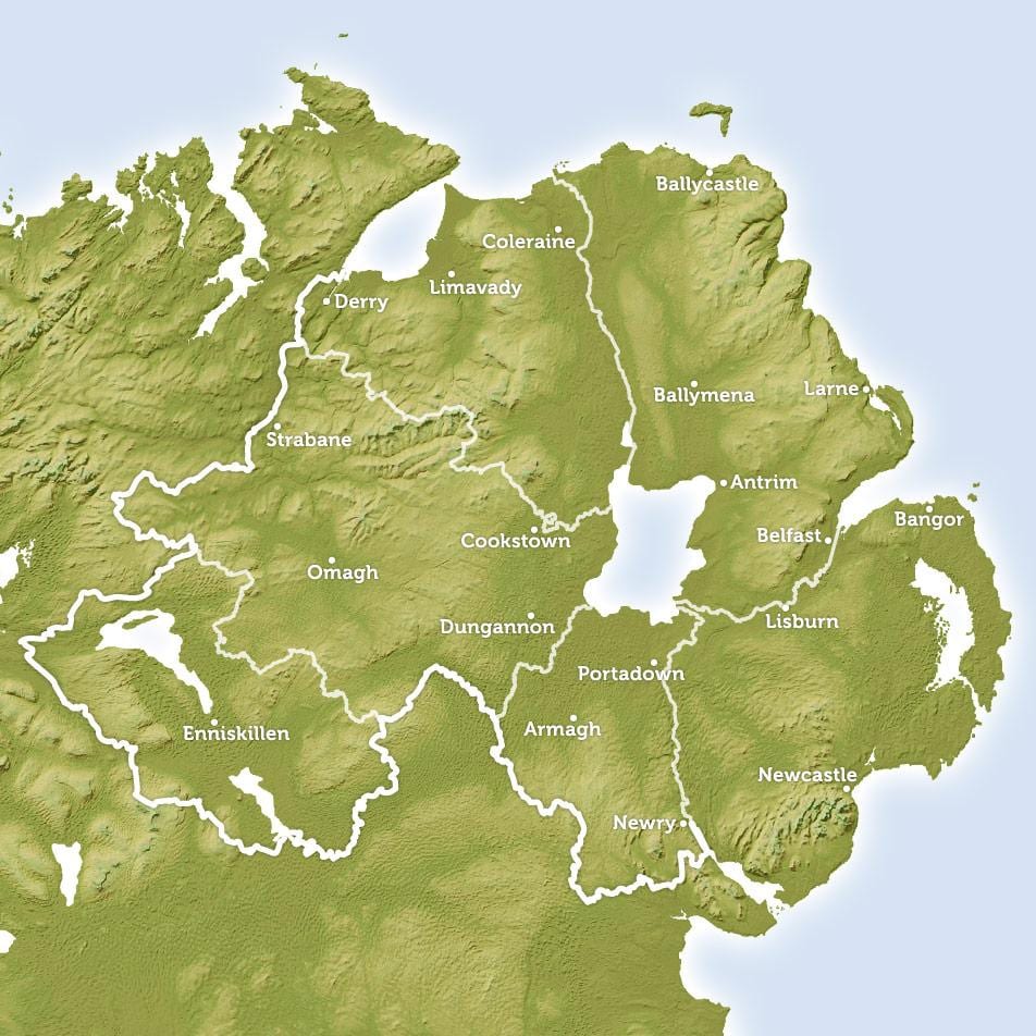 mappa di mappa regione dell'irlanda del nord