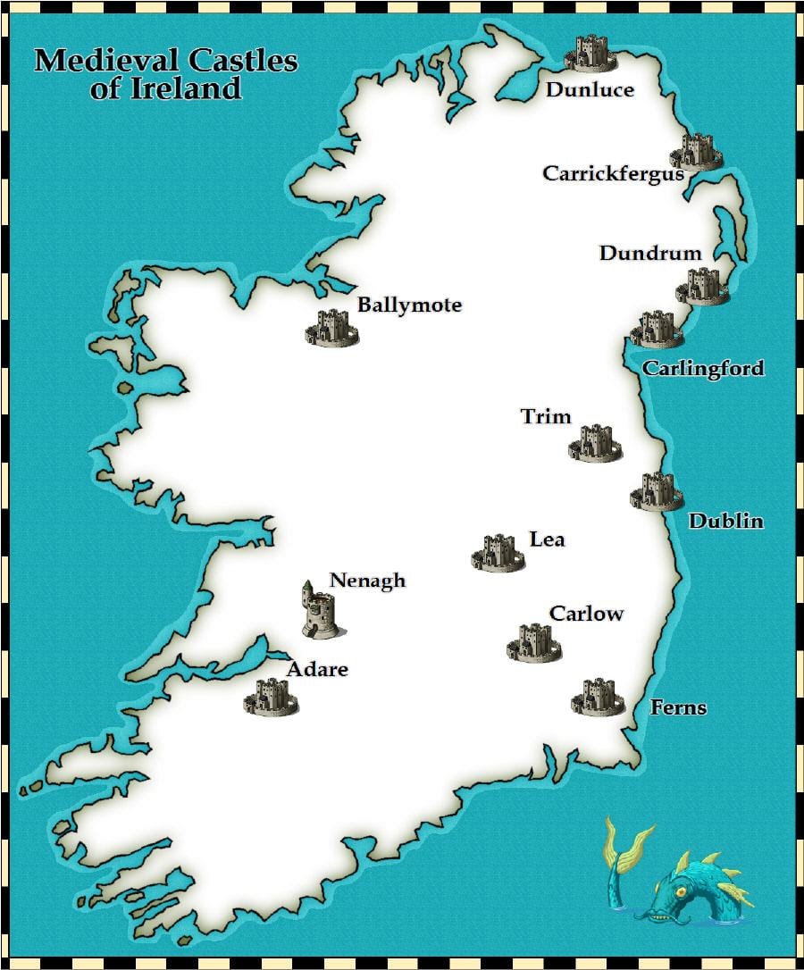mappa di castelli in irlanda