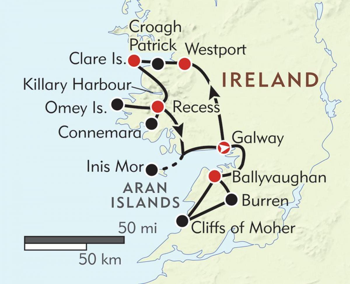 mappa della costa occidentale dell'irlanda 