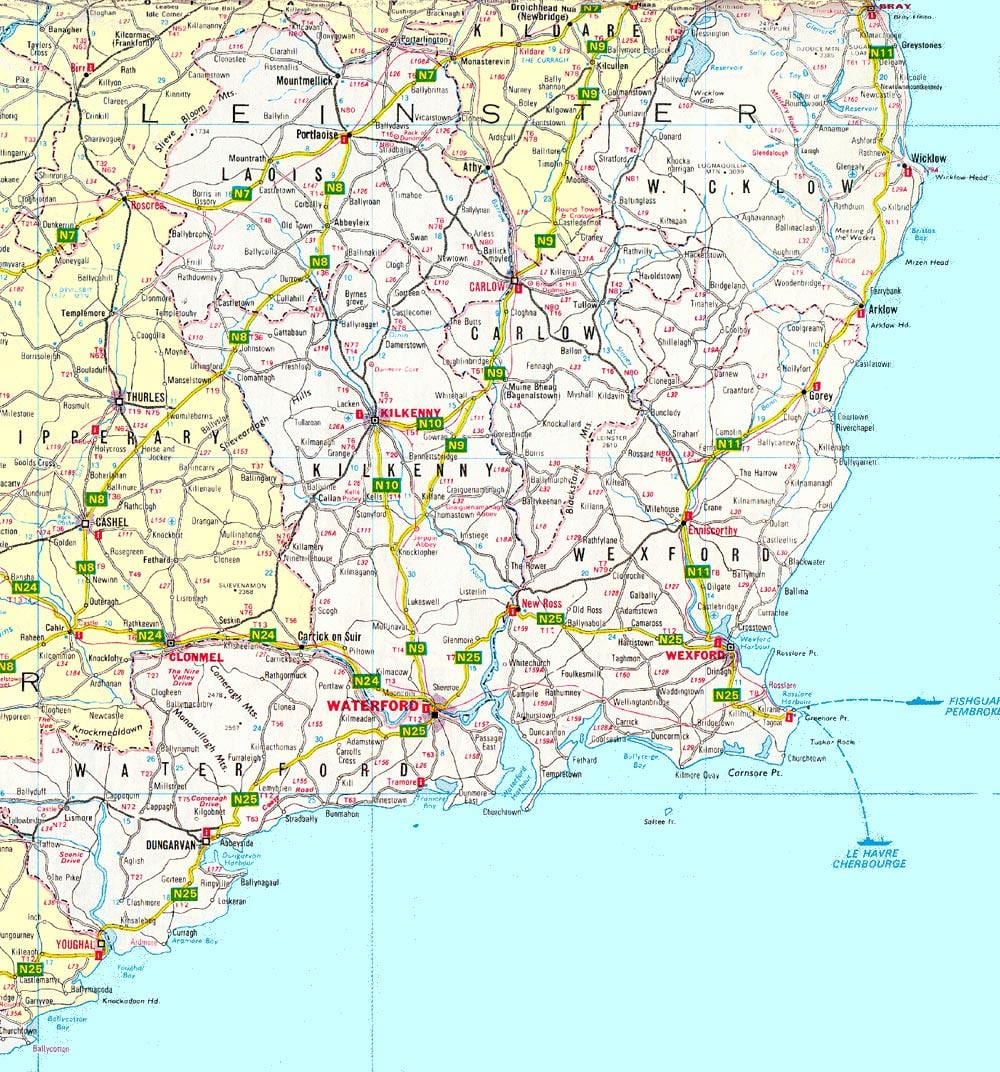 mappa di sud-est dell'irlanda