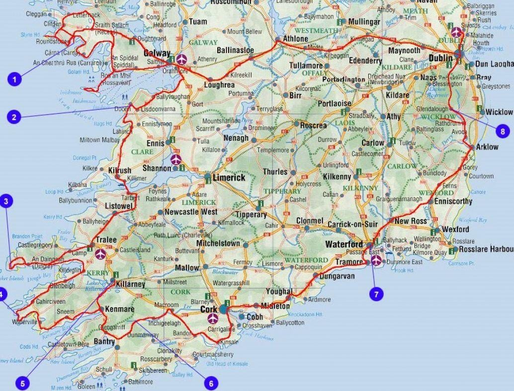 mappa di viaggio in irlanda