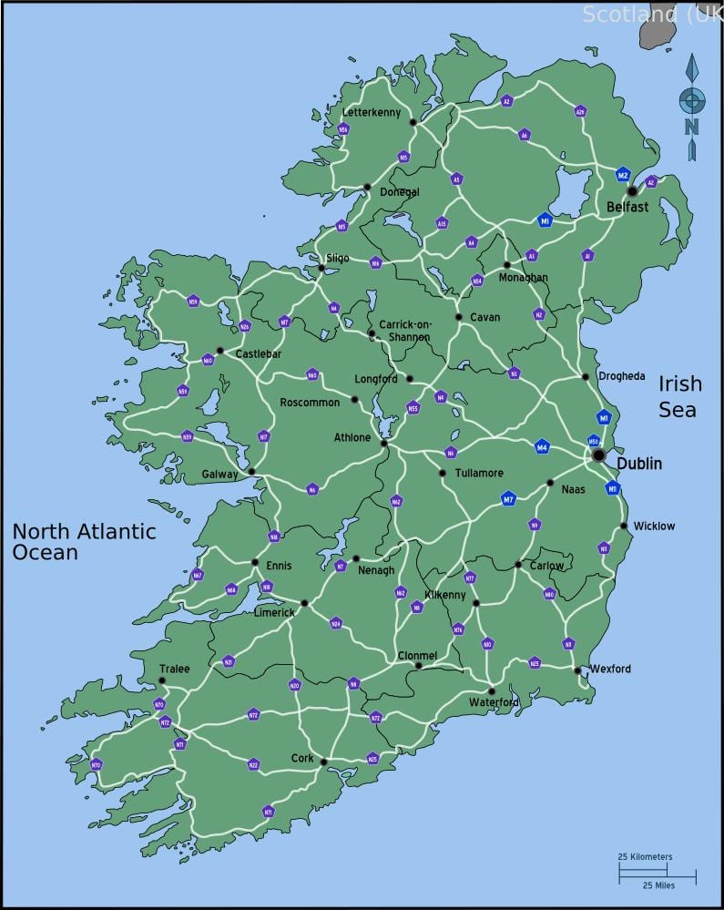 mappa di guidare la mappa di irlanda distanza