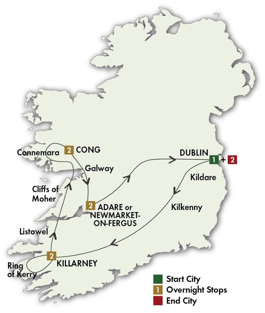 irlanda tour in auto la mappa