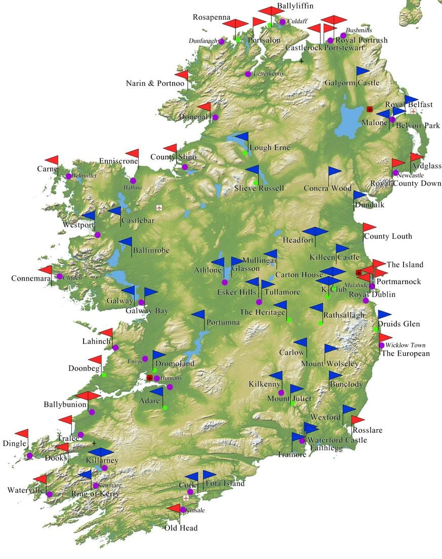 mappa di irlanda golf