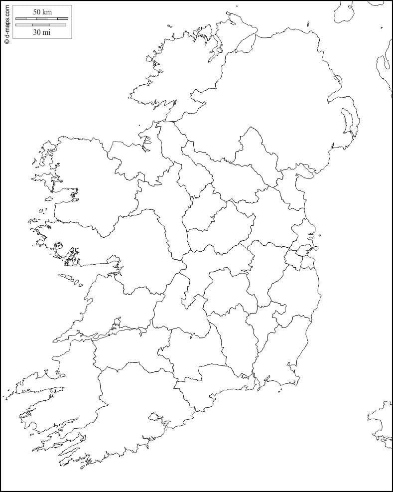 mappa vuota l'irlanda, contea confini