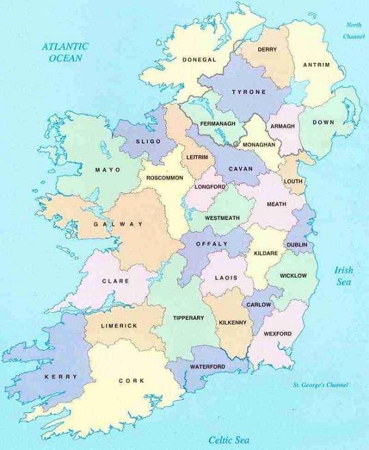 mappa di irlanda b&b