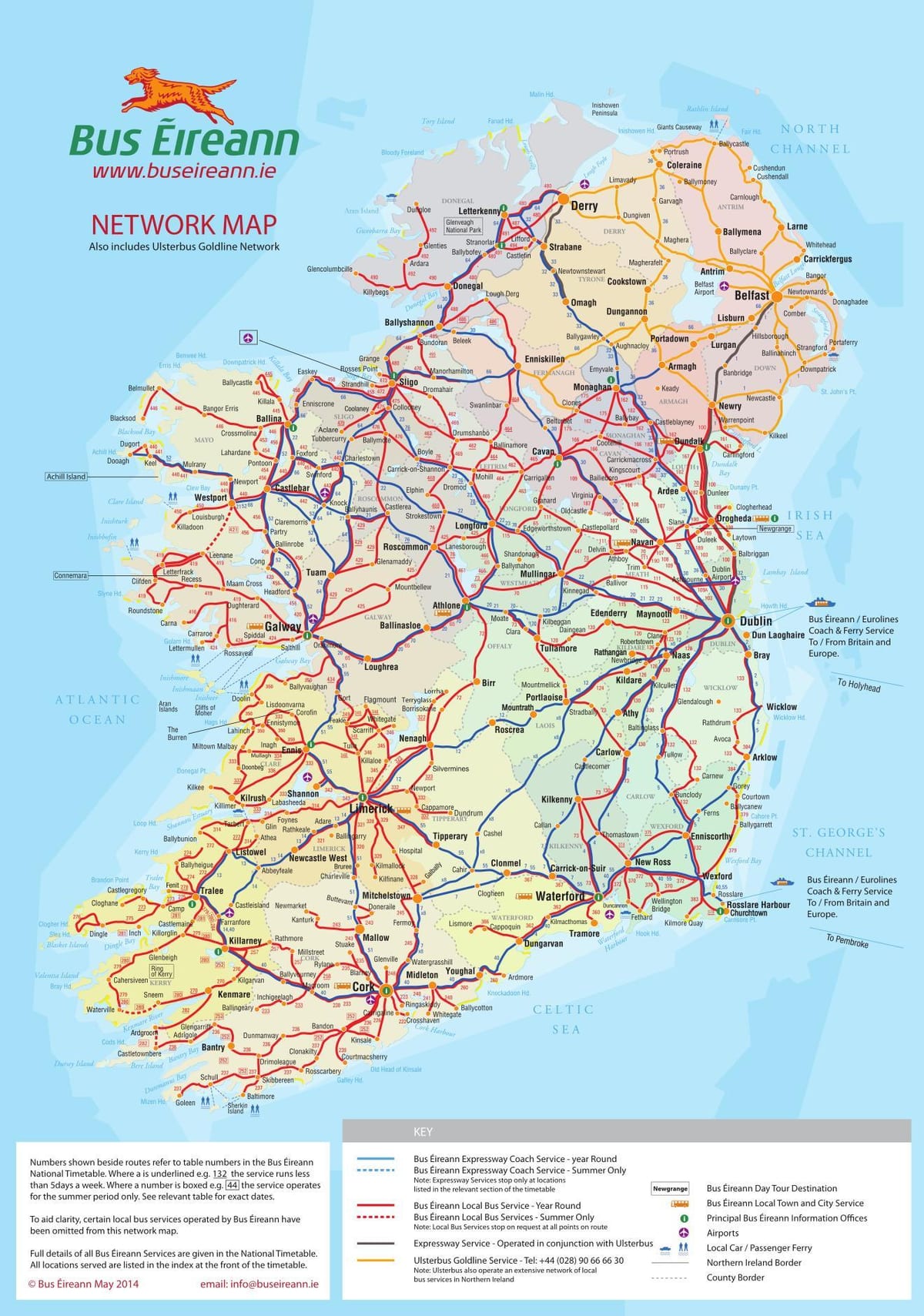 irlanda linee di autobus mappa