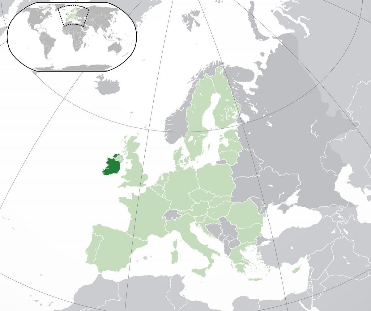 irlanda mappa nella mappa del mondo