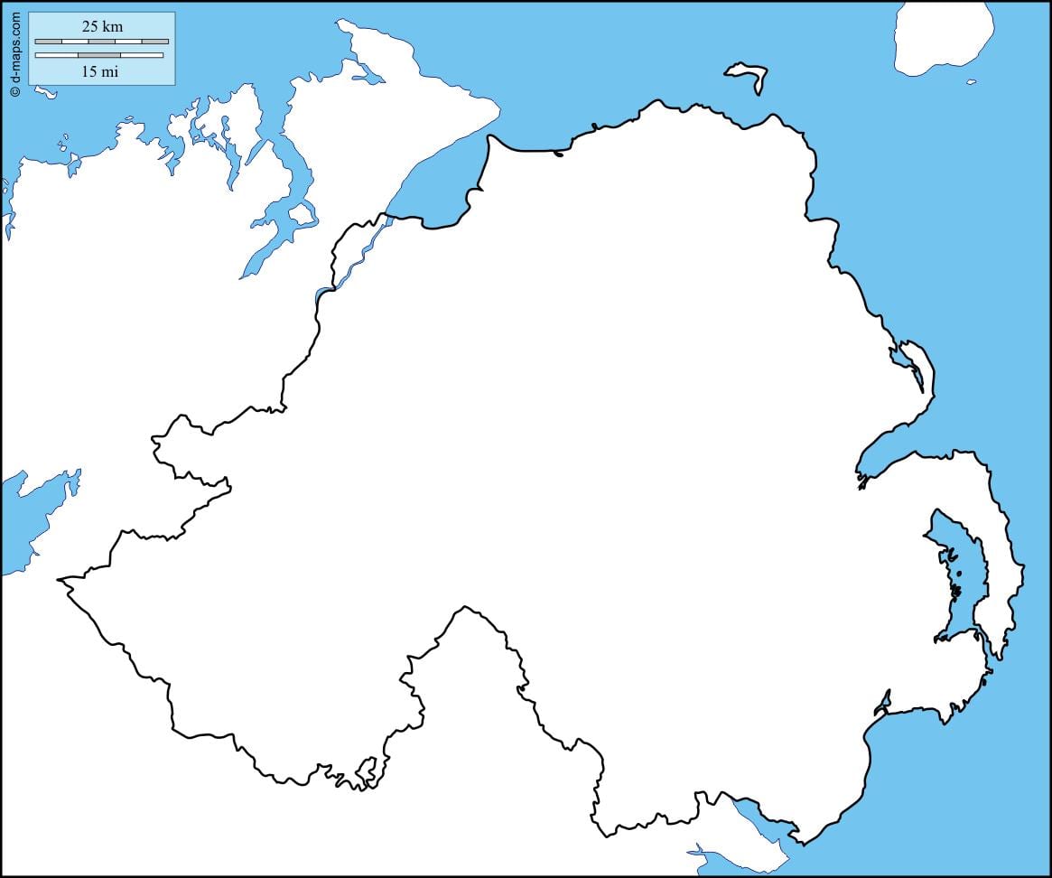 vuoto mappa dell'irlanda del nord