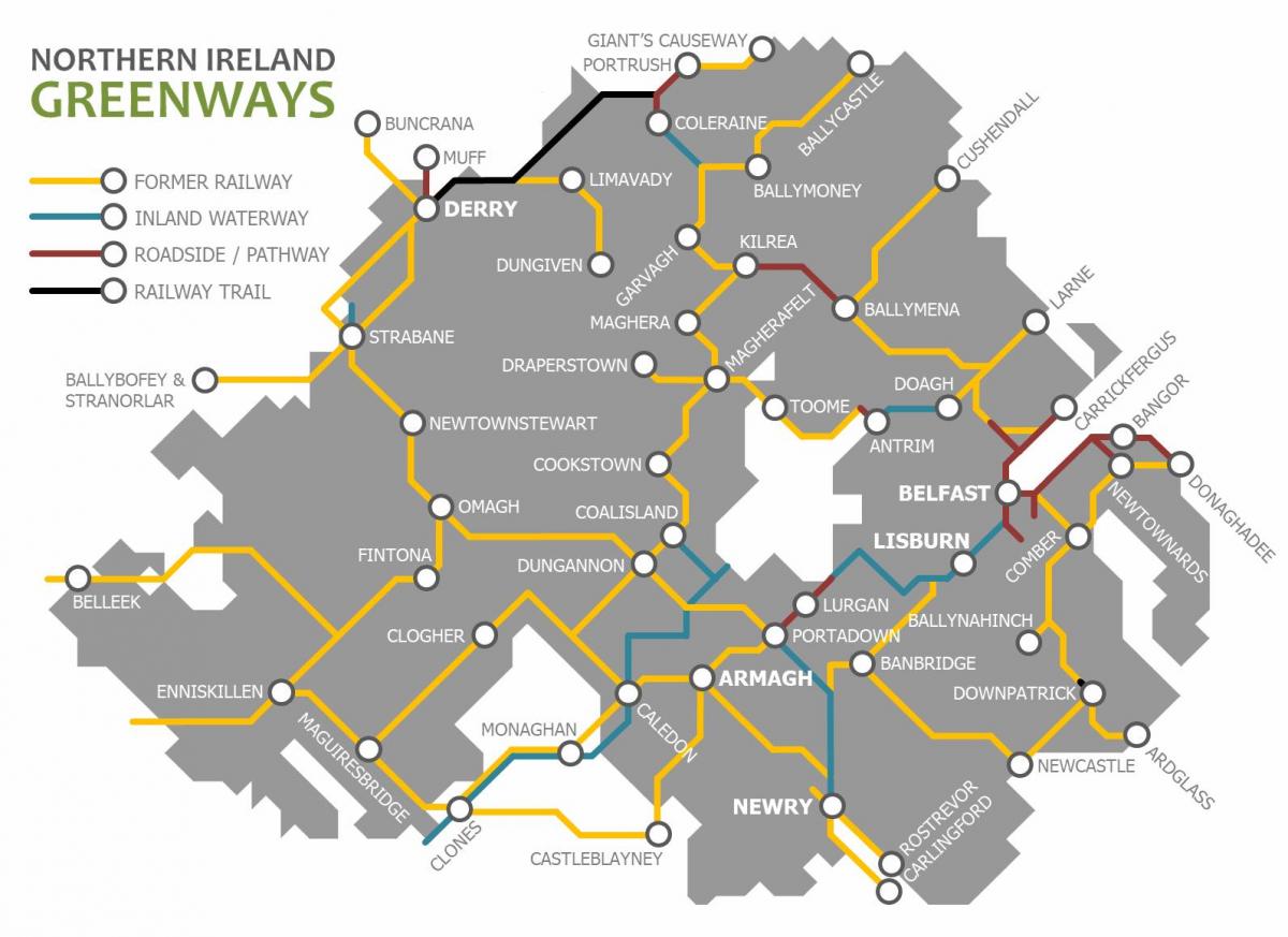irlanda del nord mappa del treno