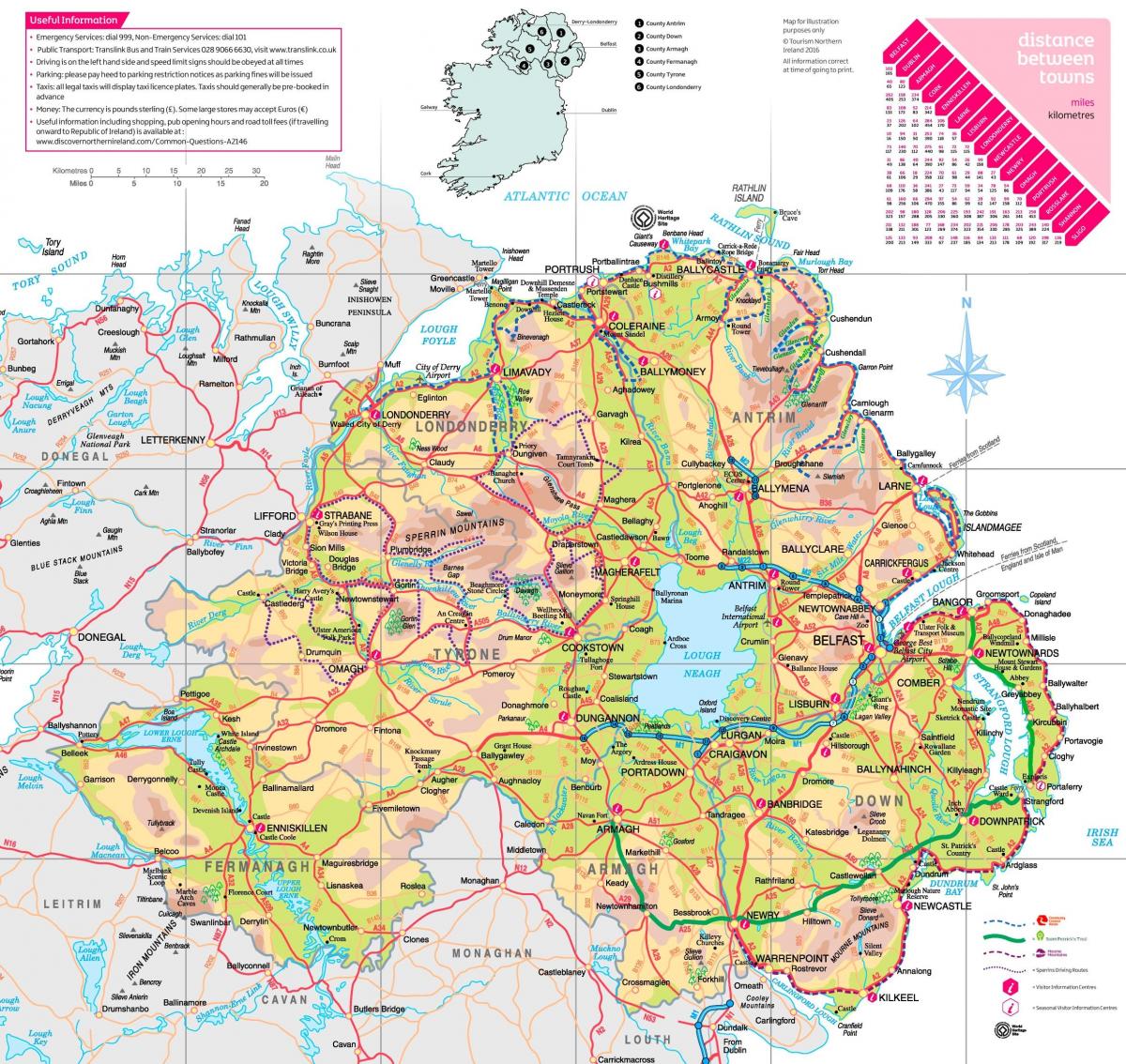 irlanda del nord attrazioni mappa