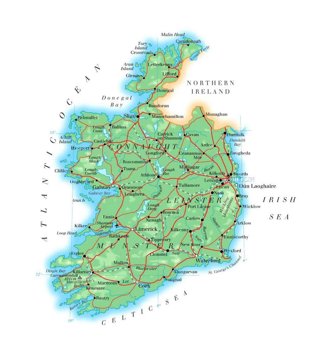 mappa di irlanda elevazione