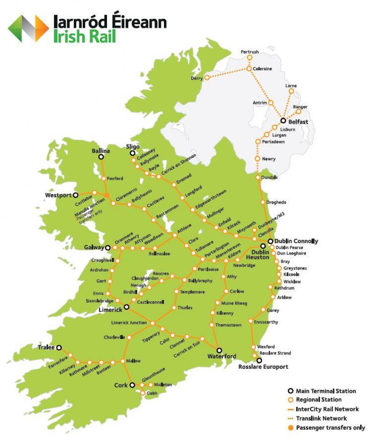 viaggio in treno in irlanda mappa