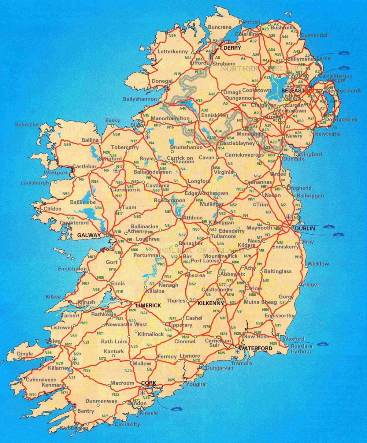 mappa stradale di irlanda