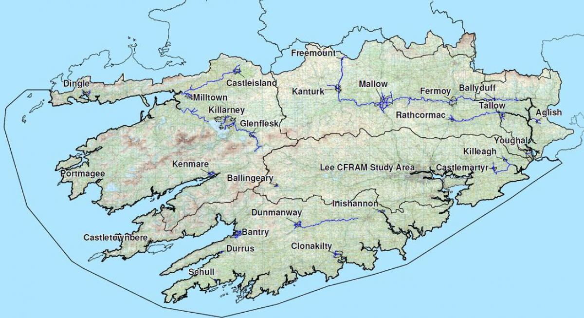 mappa dettagliata della parte occidentale dell'irlanda