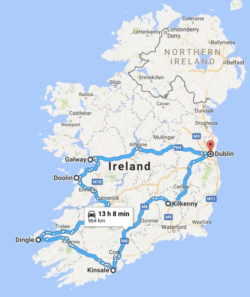 mappa di irlanda pianificatore di viaggio