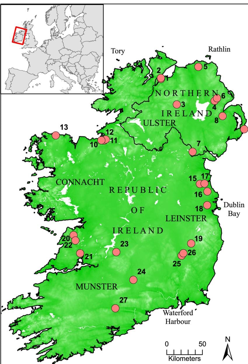 la mappa dei laghi d'irlanda