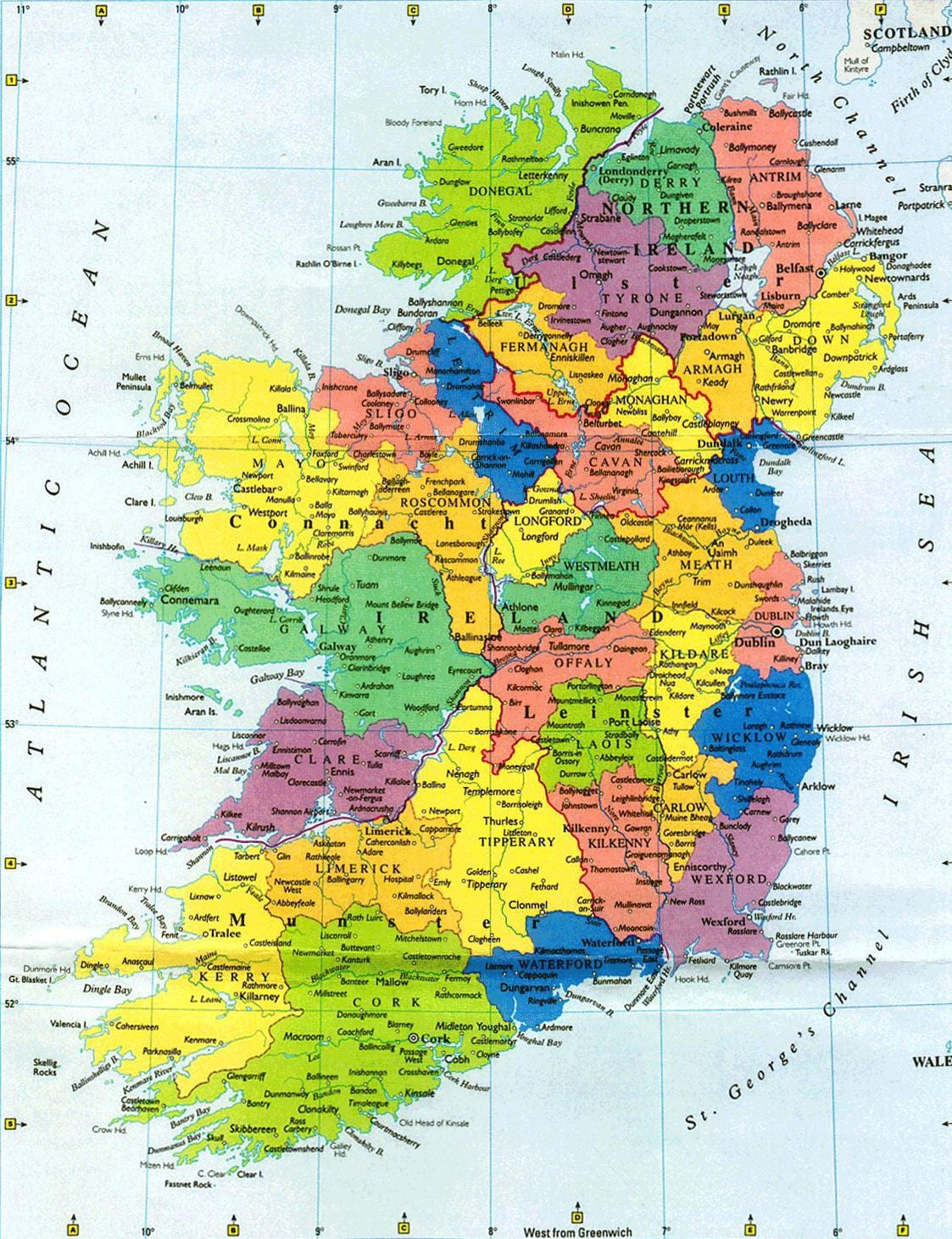 grande mappa del muro di irlanda
