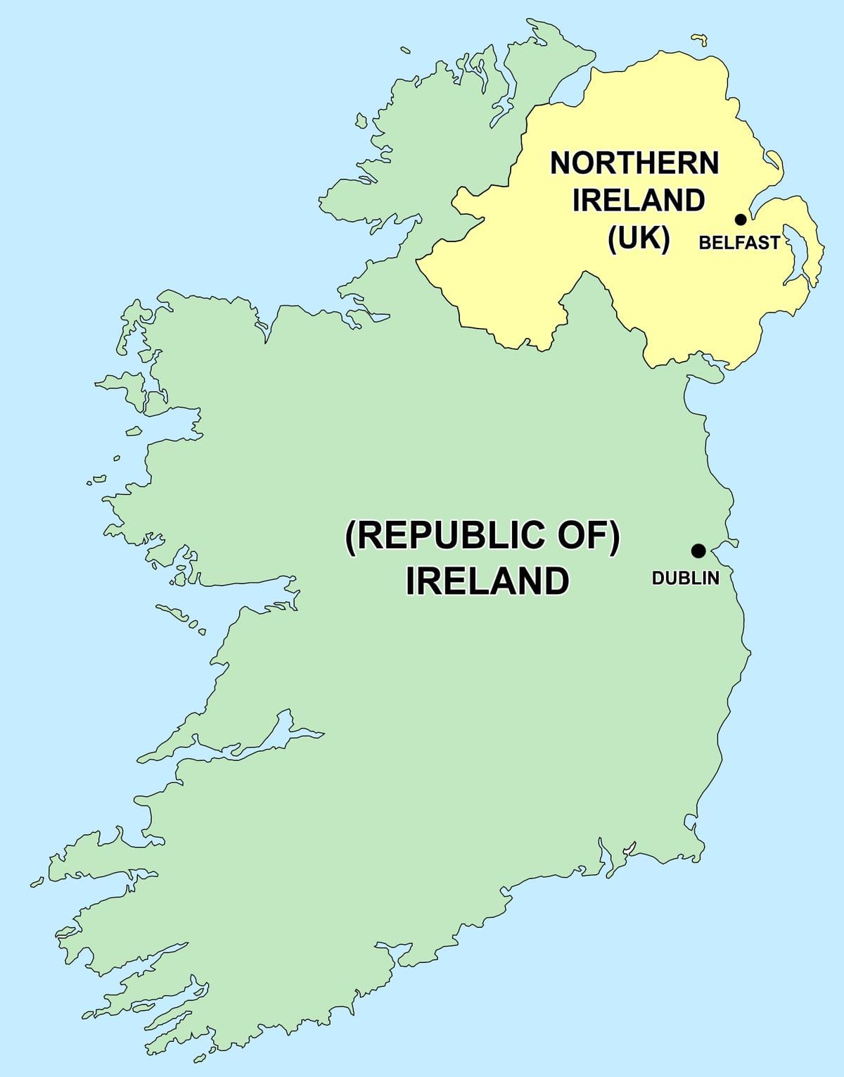 mappa dell'irlanda del nord e repubblica d'irlanda