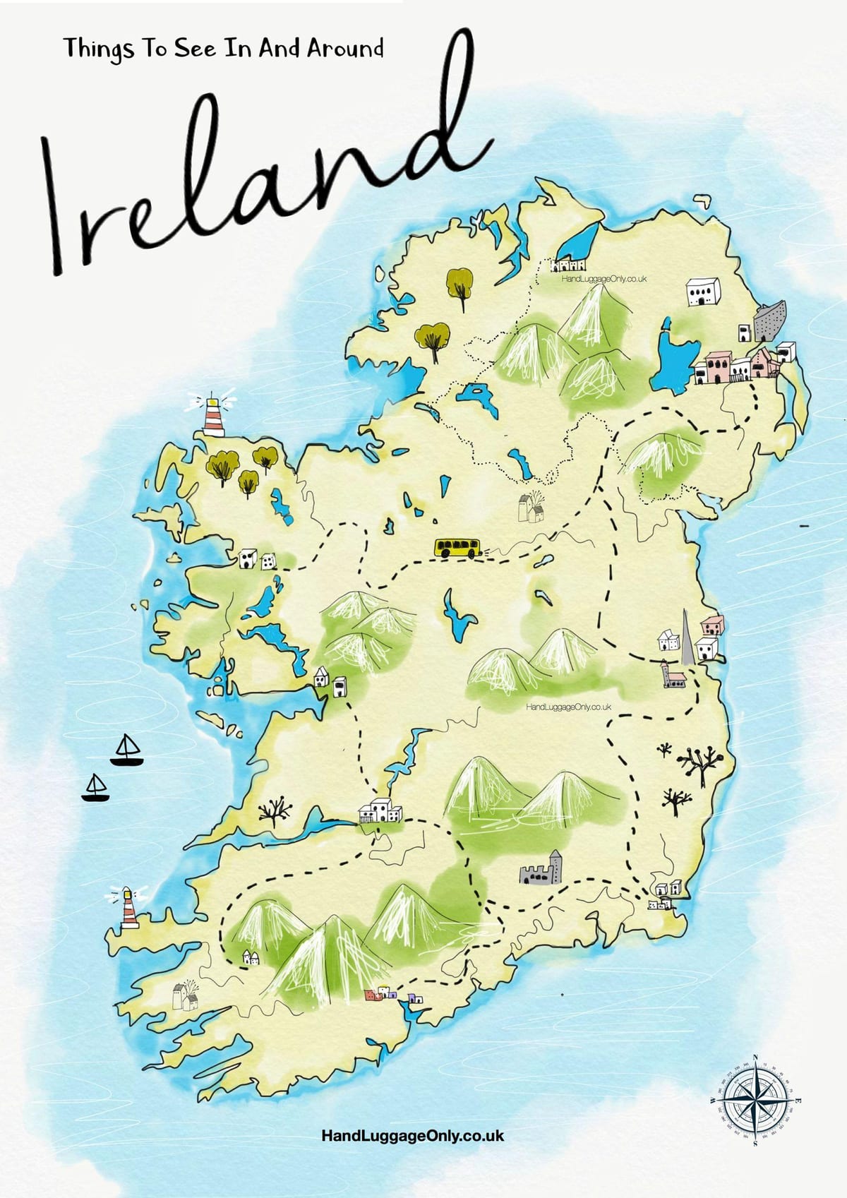 la mappa dei luoghi da visitare in irlanda
