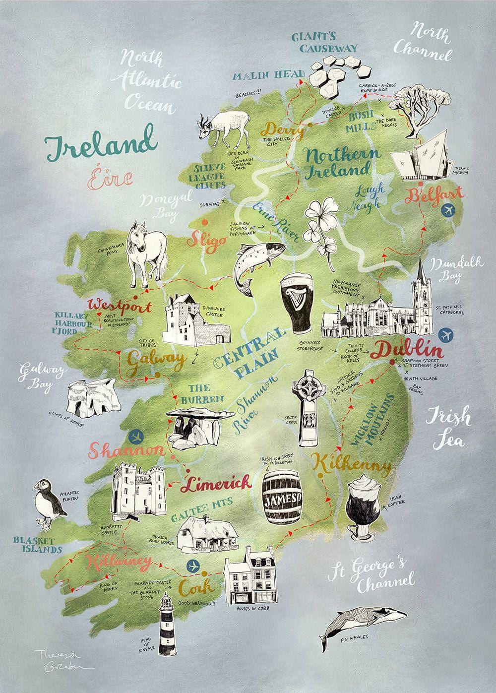 mappa di mappa di irlanda poster