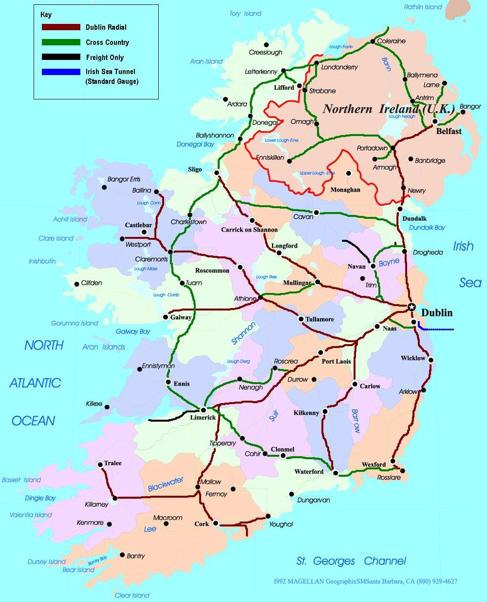 mappa di treni in irlanda
