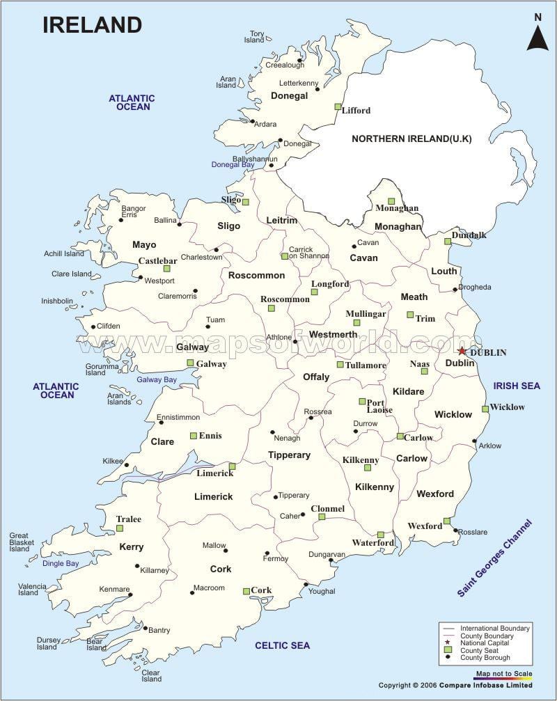 mappa di mappa politica dell'irlanda
