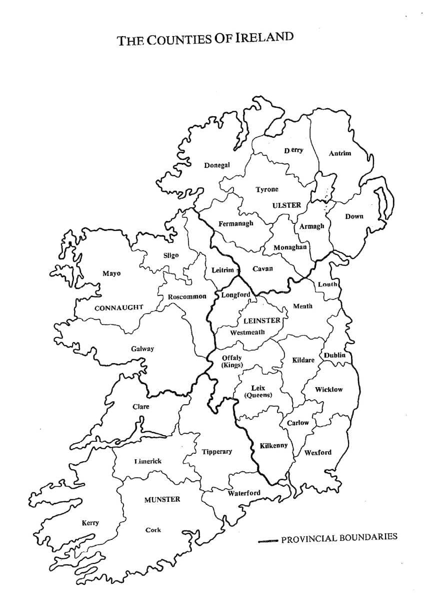 schizzo della mappa di irlanda
