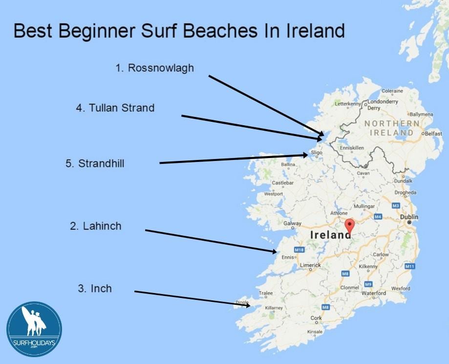mappa di surf in irlanda