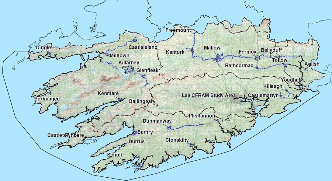 mappa di sud-ovest dell'irlanda