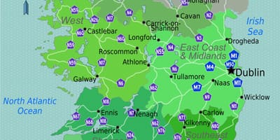 Mappa di colorato mappa di irlanda
