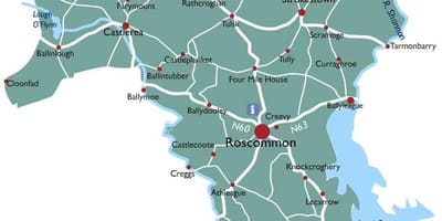 Mappa di contea di roscommon, irlanda