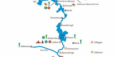 Mappa di fiume shannon, irlanda mappa