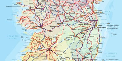 Irlanda linee di autobus mappa