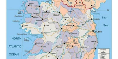 Mappa di irlanda con la città