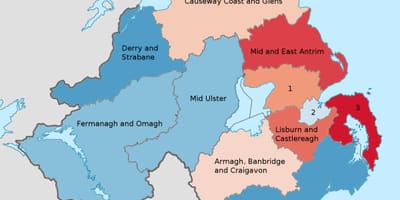 Irlanda del nord su una mappa