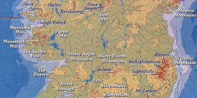 Mappa di irlanda montagne 