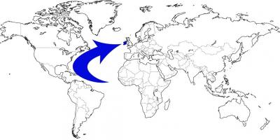 Mappa del mondo che mostra irlanda