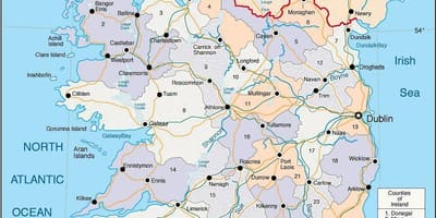 Mappa della contea dell'irlanda con la città