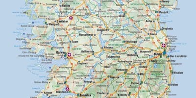 Mappa della costa orientale dell'irlanda