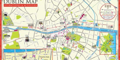 Mappa di dublino, in irlanda, attrazioni turistiche