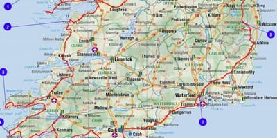  mappa di irlanda meridionale contee e città